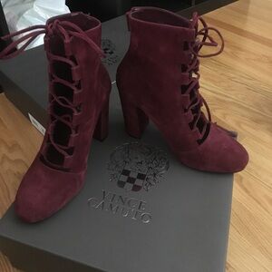 Vince Camuto Burgundy Lace Up Boots